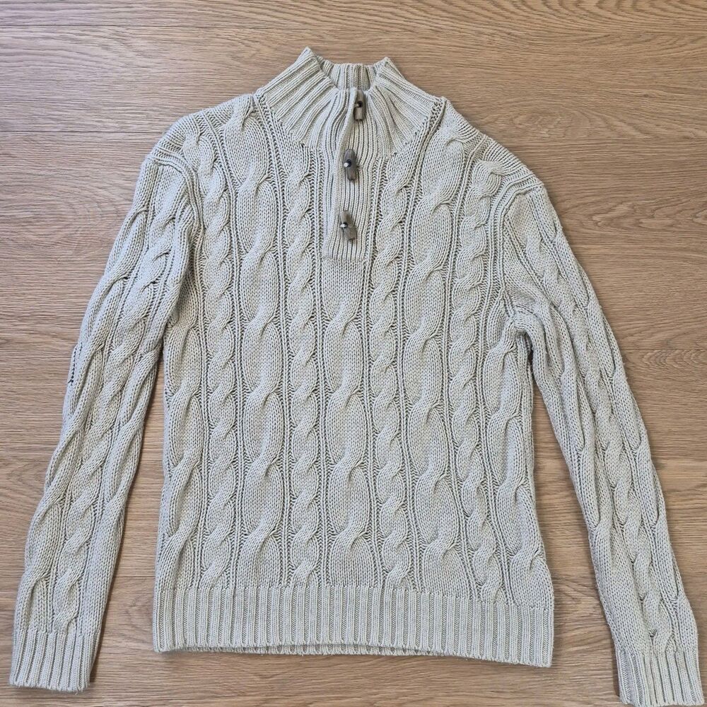 Vintage Polo Ralph Lauren Sweater Mens L Cable Knit Fisherman 100% Silk - Picture 2 of 9